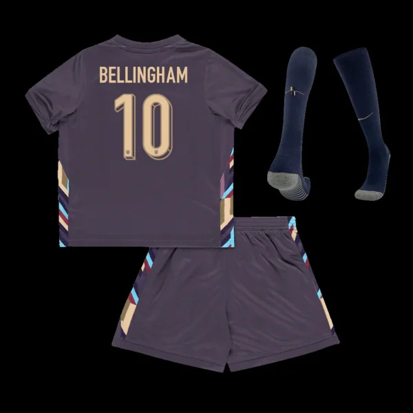 kid-s-bellingham-10-england-away-soccer-jersey-kit-jersey-shorts-socks-euro-fan-version-01 Kid’s BELLINGHAM #10 England Away Soccer Jersey Kit(Jersey+Shorts+Socks) Euro – Fan Version – front view