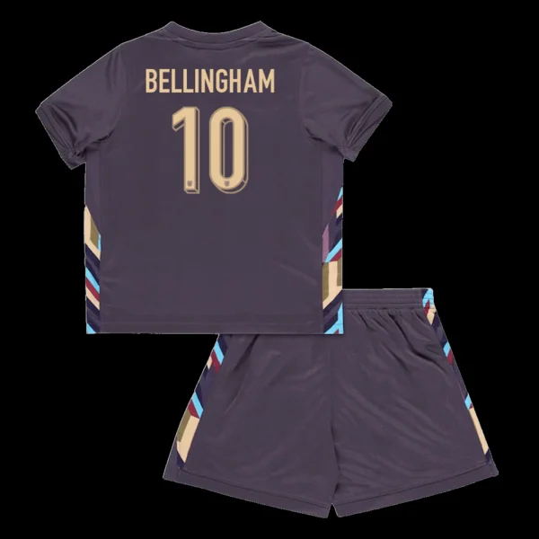 Kid’s BELLINGHAM #10 England Away Soccer Kit – Jersey + Shorts Euro – Fan Version – front view