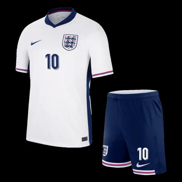 Kid’s BELLINGHAM #10 England Home Soccer Kit – Jersey + Shorts Euro – Fan Version – back view