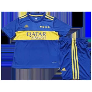 Kid’s Boca Juniors Home Soccer Kit – Jersey + Shorts 2021/22 – Fan Version – front view