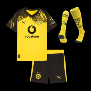 Kid’s Borussia Dortmund Home Soccer Jersey Kit(Jersey+Shorts+Socks) 2025/26 – Fan Version – front view