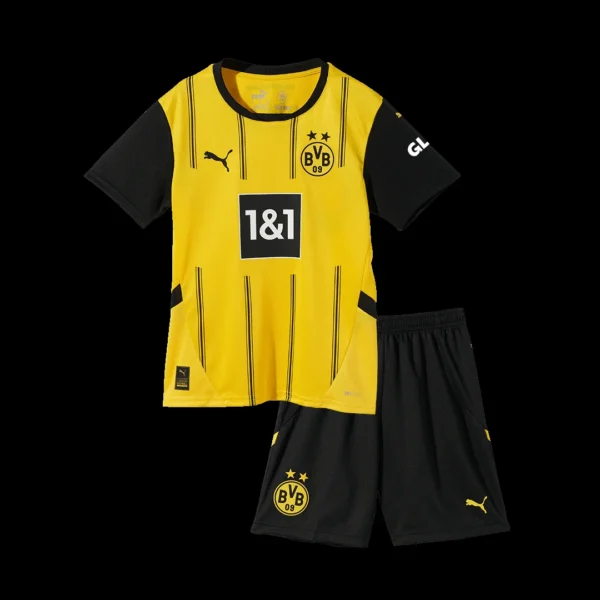 Kid’s Borussia Dortmund Home Soccer Kit – Jersey + Shorts – Fan Version – front view