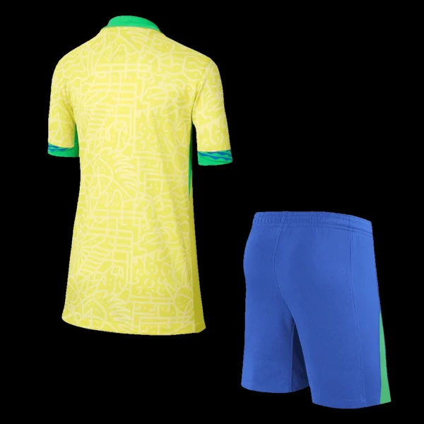 Kid’s Brazil Home Soccer Kit – Jersey + Shorts Copa America – Fan Version – back view