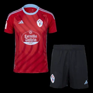 Kid’s Celta Vigo Away Soccer Kit – Jersey + Shorts 2023/24 – Fan Version – front view