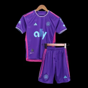 Kid’s Charlotte FC Away Soccer Kit – Jersey + Shorts 2023 – Fan Version – front view