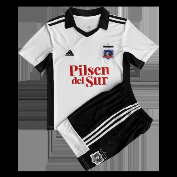 Kid’s Colo Colo Home Soccer Kit – Jersey + Shorts 2022/23 – Fan Version – front view