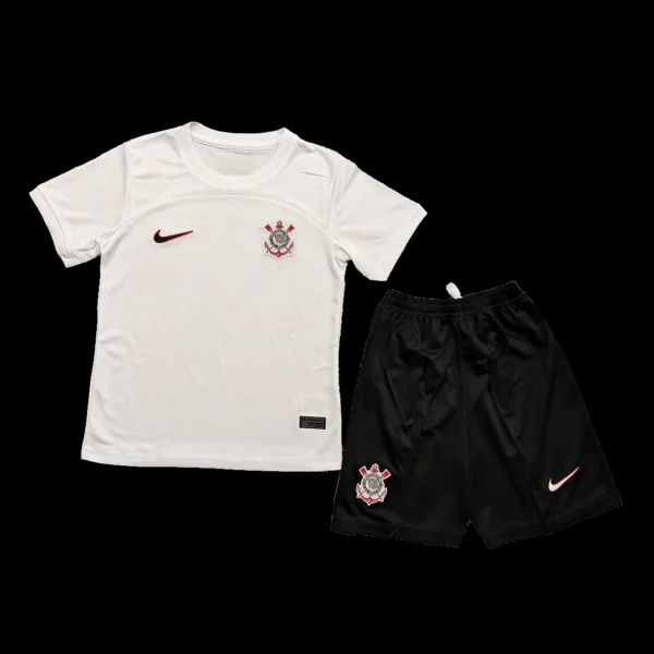 Kid’s Corinthians Home Soccer Kit – Jersey + Shorts 2023/24 – Fan Version – front view