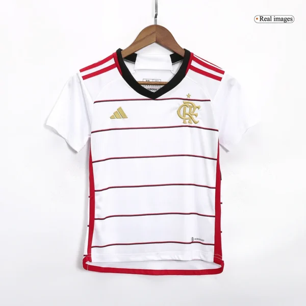 Kid’s CR Flamengo Away Soccer Kit – Jersey + Shorts 2023/24 – Fan Version – back view