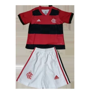 Kid’s CR Flamengo Home Soccer Kit – Jersey + Shorts 2021/22 – Fan Version – front view