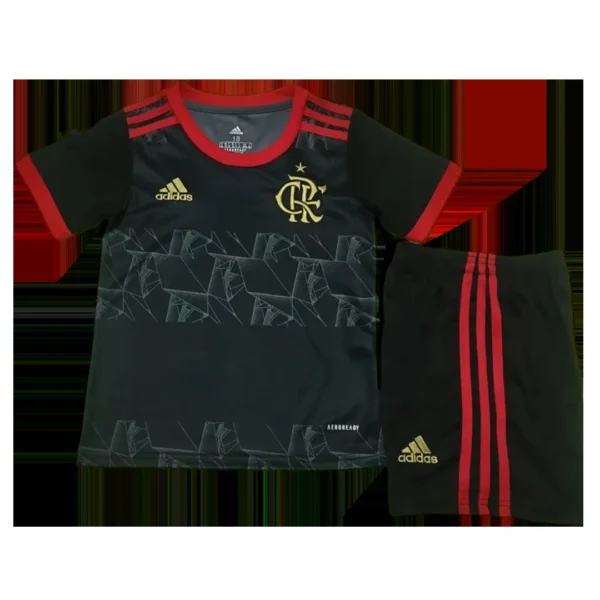 Kid’s CR Flamengo Third Away Soccer Kit – Jersey + Shorts 2021/22 – Fan Version – front view