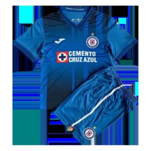 Kid’s Cruz Azul Home Soccer Kit – Jersey + Shorts 2021/22 – Fan Version – front view
