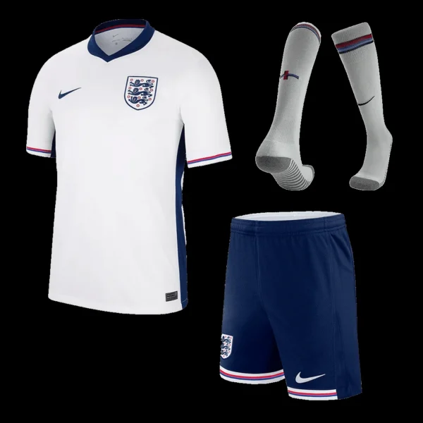 Kid’s England Home Soccer Jersey Kit(Jersey+Shorts+Socks) Euro – Fan Version – front view