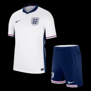 Kid’s England Home Soccer Kit – Jersey + Shorts Euro – Fan Version – front view