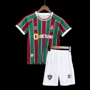 Kid’s Fluminense FC Home Soccer Kit – Jersey + Shorts 2023/24 – Fan Version – front view