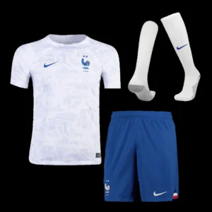 Kid’s France Away Soccer Jersey Kit(Jersey+Shorts+Socks) 2022 – Fan Version – front view