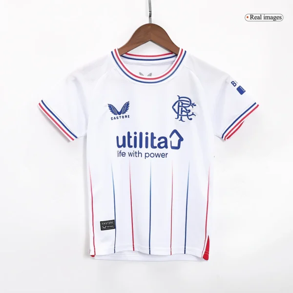 Kid’s Glasgow Rangers Away Soccer Kit – Jersey + Shorts 2023/24 – Fan Version – jersey details