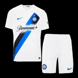 Kid’s Inter Milan Away Soccer Kit – Jersey + Shorts 2023/24 – Fan Version – front view