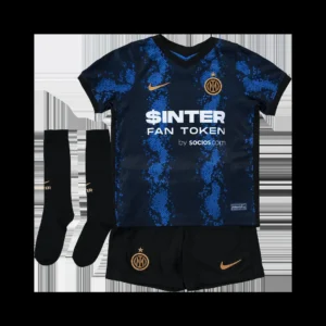 Kid’s Inter Milan Home Soccer Jersey Kit(Jersey+Shorts+Socks) 2021/22 – Fan Version – front view