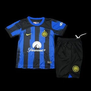 Kid’s Inter Milan Home Soccer Kit – Jersey + Shorts 2023/24 – Fan Version – front view