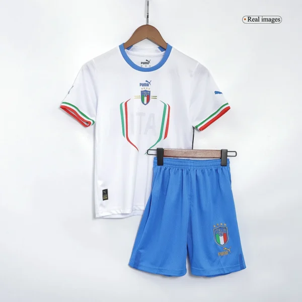Kid’s Italy Away Soccer Kit – Jersey + Shorts 2022 – Fan Version – jersey details