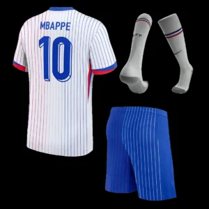 kid-s-kylian-mbappe-10-france-away-soccer-jersey-kit-jersey-shorts-socks-euro-fan-version-01 Kid’s Kylian Mbappe #10 France Away Soccer Jersey Kit(Jersey+Shorts+Socks) Euro โ Fan Version โ front view