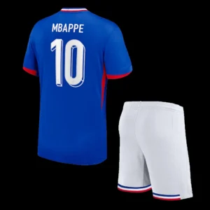 kid-s-kylian-mbappe-10-france-home-soccer-kit-jersey-shorts-euro-fan-version-01 Kid’s Kylian Mbappe #10 France Home Soccer Kit โ Jersey + Shorts Euro โ Fan Version โ front view