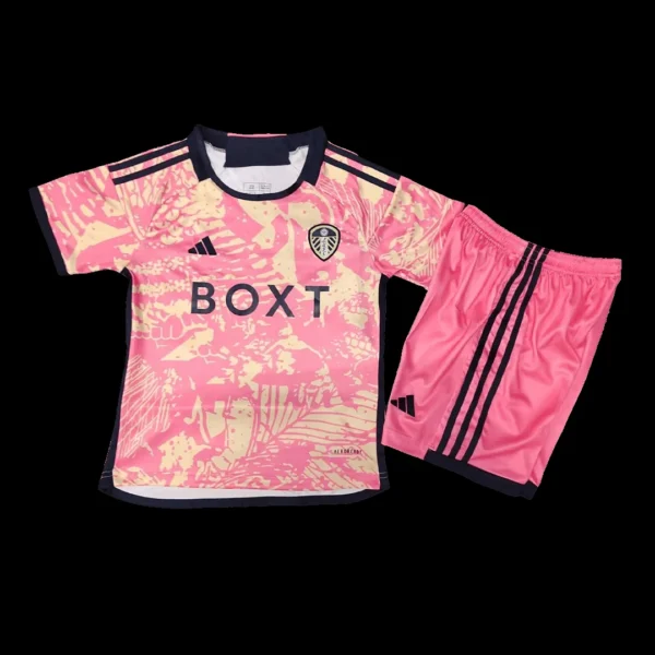 Kid’s Leeds United Third Away Soccer Kit – Jersey + Shorts 2023/24 – Fan Version – front view