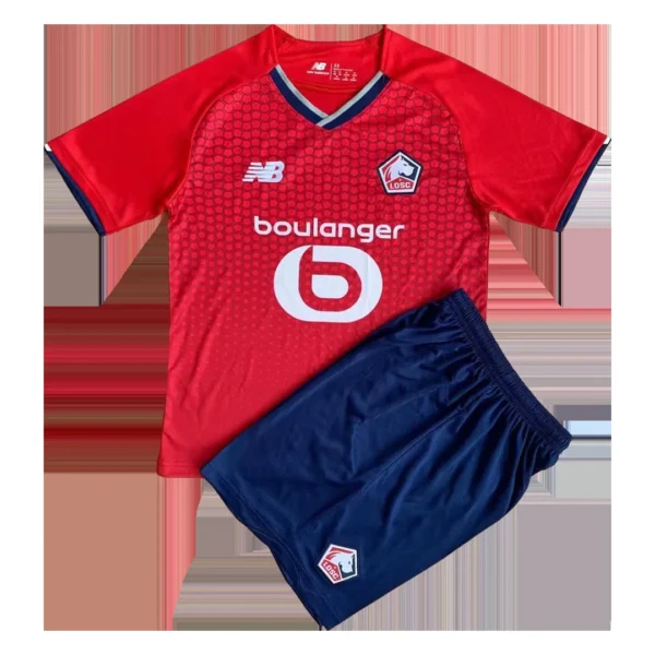 Kid’s Lille OSC Home Soccer Kit – Jersey + Shorts 2021/22 – Fan Version – front view