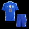 Kid’s Lionel Messi #10 Argentina Away Soccer Kit – Jersey + Shorts – Fan Version – front view