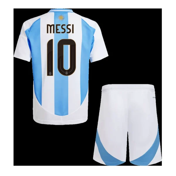 Kid’s Lionel Messi #10 Argentina Home Soccer Kit – Jersey + Shorts – Fan Version – back view