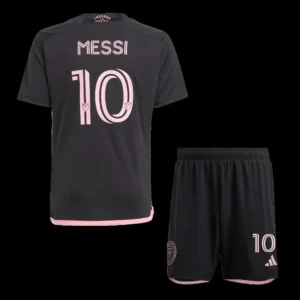 Kid’s Lionel Messi #10 Inter Miami CF Away Soccer Kit – Jersey + Shorts – Fan Version – front view