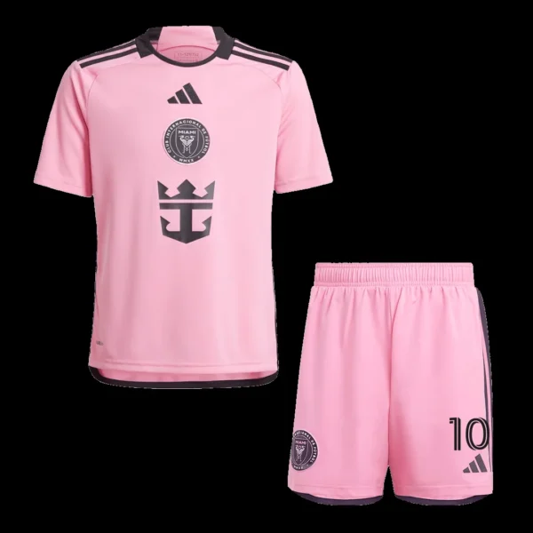 Kid’s Lionel Messi #10 Inter Miami CF Home Soccer Kit – Jersey + Shorts – Fan Version – back view
