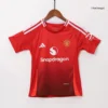 Kid’s Manchester United Home Soccer Kit – Jersey + Shorts – Fan Version – badge and fabric details