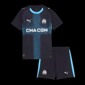Kid’s Marseille Away Soccer Kit – Jersey + Shorts 2025/26 – Fan Version – front view