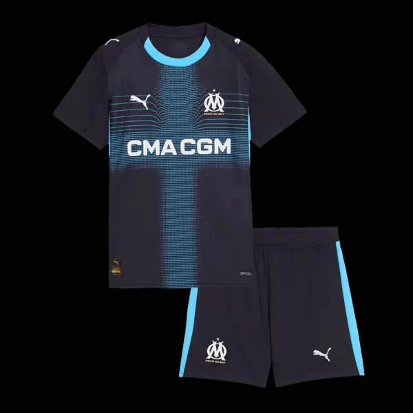 kid-s-marseille-away-soccer-kit-jersey-shorts-2025-26-fan-version-01 Kid’s Marseille Away Soccer Kit β Jersey + Shorts 2025/26 β Fan Version β front view