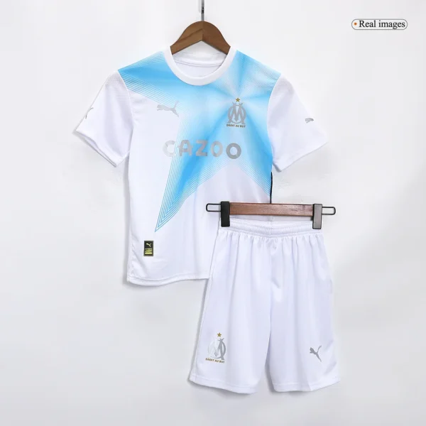 Kid’s Marseille Fourth Away Soccer Kit – Jersey + Shorts 2022/23 – Fan Version – back view