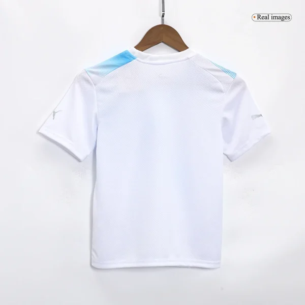 Kid’s Marseille Fourth Away Soccer Kit – Jersey + Shorts 2022/23 – Fan Version – badge and fabric details