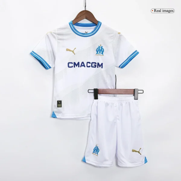 Kid’s Marseille Home Soccer Kit – Jersey + Shorts 2023/24 – Fan Version – jersey details