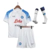 Kid’s Napoli Away Soccer Jersey Kit(Jersey+Shorts+Socks) 2022/23 – Fan Version – front view