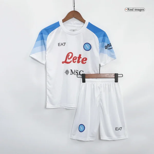 Kid’s Napoli Away Soccer Jersey Kit(Jersey+Shorts+Socks) 2022/23 – Fan Version – back view