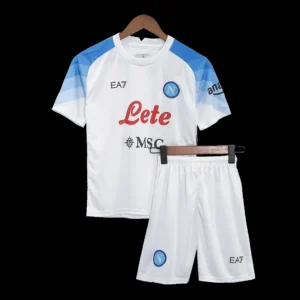 Kid’s Napoli Away Soccer Kit – Jersey + Shorts 2022/23 – Fan Version – front view