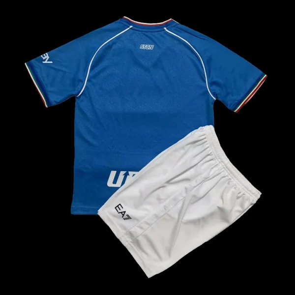 Kid’s Napoli Home Soccer Kit – Jersey + Shorts 2023/24 – Fan Version – back view