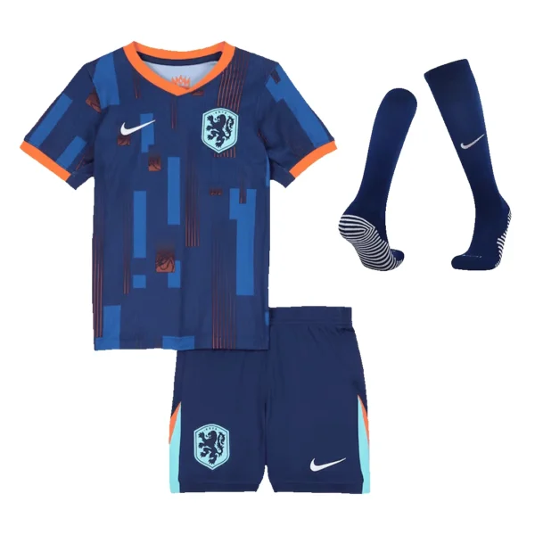 Kid’s Netherlands Away Soccer Jersey Kit(Jersey+Shorts+Socks) Euro – Fan Version – back view