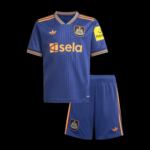 Kid’s Newcastle United Third Away Soccer Kit – Jersey + Shorts 2025/26 – Fan Version – front view