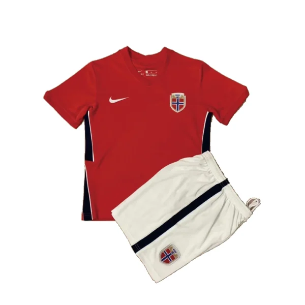 Kid’s Norway Home Soccer Kit – Jersey + Shorts 2020 – Fan Version – front view