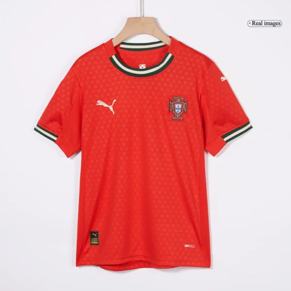 Kid’s Portugal Home Soccer Kit – Jersey + Shorts 2025 – Fan Version – badge and fabric details