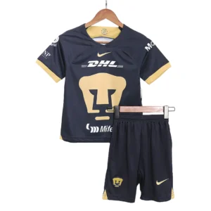Kid’s Pumas UNAM Away Soccer Kit – Jersey + Shorts 2023/24 – Fan Version – front view