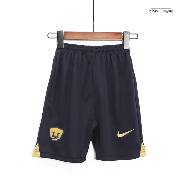 Kid’s Pumas UNAM Away Soccer Kit – Jersey + Shorts 2023/24 – Fan Version – badge and fabric details