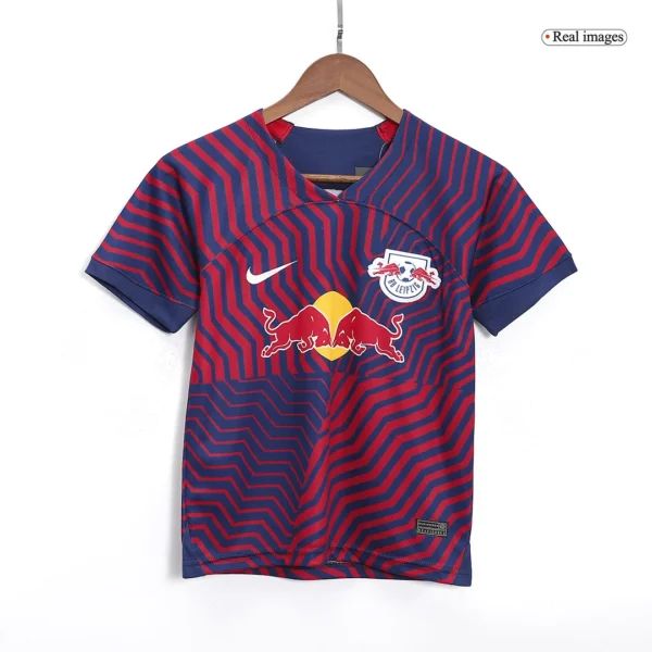 Kid’s RB Leipzig Away Soccer Kit – Jersey + Shorts 2023/24 – Fan Version – back view