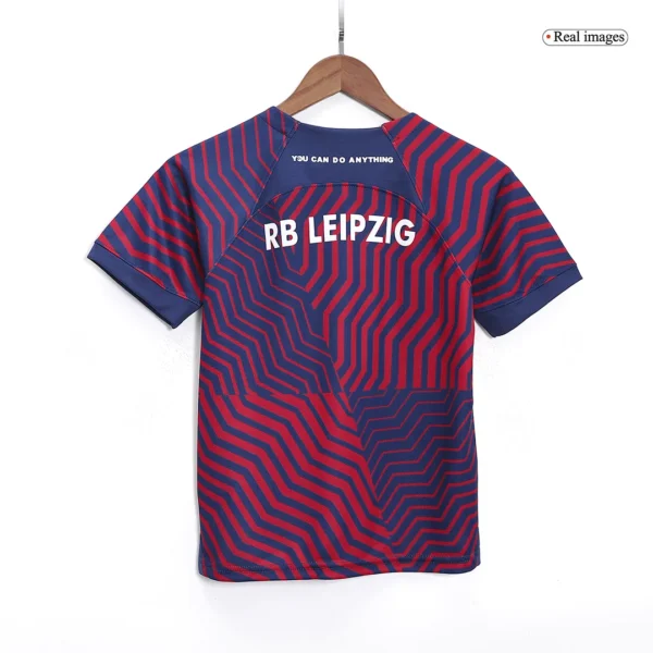 Kid’s RB Leipzig Away Soccer Kit – Jersey + Shorts 2023/24 – Fan Version – jersey details